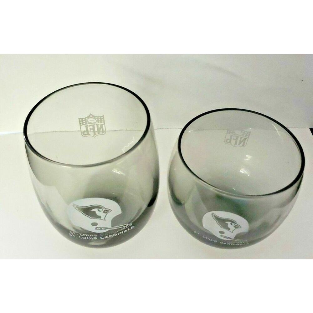 Vintage 70's St Louis NFL Cardinals Football, Glasses Set Rocks Barware MS